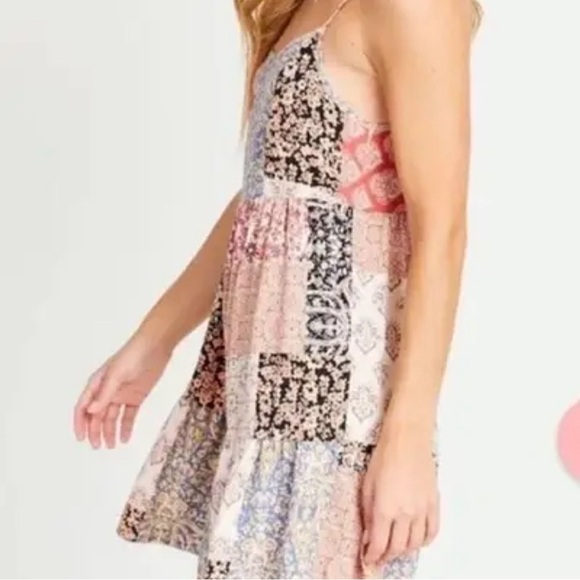Altar’d State Out To Brunch Dress Women's Size XS Boho Patchwork Spaghetti Strap - Picture 8 of 10